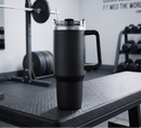40 Oz Stainless Steel Tumbler with Handle & Straw - Black by creativegiftsdirect