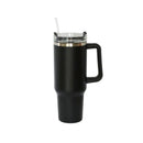 40 Oz Stainless Steel Tumbler with Handle & Straw - Black by creativegiftsdirect
