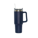 40 Oz Stainless Steel Tumbler with Handle & Straw - Navy by creativegiftsdirect