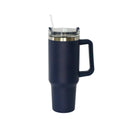 40 Oz Stainless Steel Tumbler with Handle & Straw - Navy by creativegiftsdirect