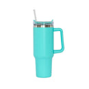 40 Oz Stainless Steel Tumbler with Handle & Straw - Aqua by creativegiftsdirect