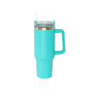 40 Oz Stainless Steel Tumbler with Handle & Straw - Aqua by creativegiftsdirect
