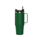 30 Oz Stainless Steel Tumbler with Handle & Straw - Green