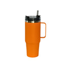 30 Oz Stainless Steel Tumbler with Handle & Straw - Orange
