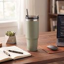 30 Oz Stainless Steel Tumbler with Straw - Sage Green