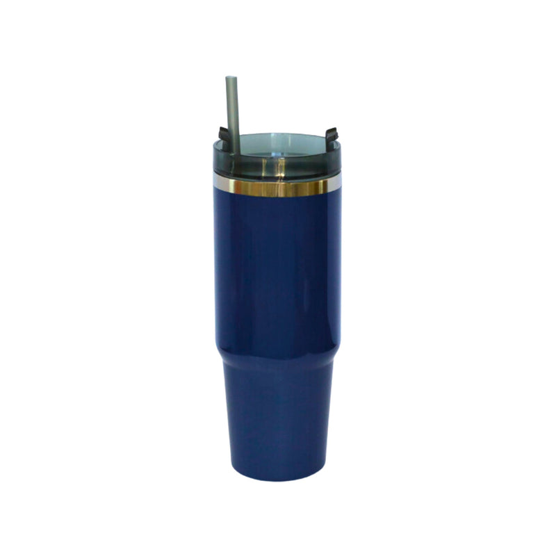 30 Oz Stainless Steel Tumbler with Straw - Navy