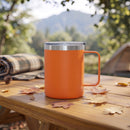 12 Oz Stainless Steel Travel Mug with Handle - Orange