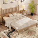 Queen Size Wood Platform Bed with Gourd Shaped Headboard