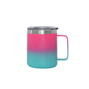 12 Oz Stainless Steel Travel Mug with Handle - Hot Pink & Blue