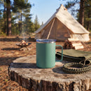 12 Oz Stainless Steel Travel Mug with Handle - Green