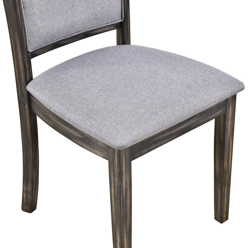 7-Piece Updated 76.9inch Extendable Trestle Dining Table Set with Removable Leaf, Kitchen Table Set with Upholstered Side Chair and Arm Chair, Set of 6, Grey