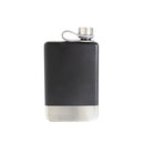 8 oz Black Stainless Steel Flask with Silver Bottom by creativegiftsdirect