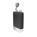 8 oz Black Stainless Steel Flask with Silver Bottom by creativegiftsdirect
