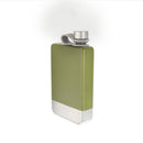8 oz Green Stainless Steel Flask with Silver Bottom