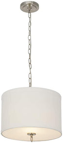 14"W Light Pendant Brushed Nickel Finish with Oatmeal Linen Shade