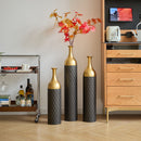 Elegant Floor Vase Set Metal Decorative Vases 3 Piece Set For Floral Display, Wedding & Gift Decor - Gold / Black by HouseOfZazla