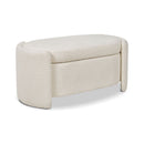 Fuji - Oval Storage Bench, Upholstered - Ivory White by HouseOfZazla