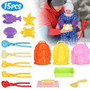 15Pcs Winter Snowball Tool Kit Kids Snow Molds Outdoor Snow Beach Toys for Kids Toddlers Adults Snowman Snowflake Duck Dinosaur