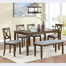6 Pieces Kitchen Dining Set, Rectangular Wooden Dining Table With 4 Chairs And A Bench by Unique Piece Furniture