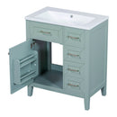 30" Bathroom Vanity with Sink Combo, Green Bathroom Cabinet with Drawers, Solid Frame and MDF Board