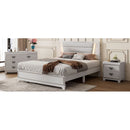 3-Pieces Bedroom Sets Queen Size Upholstered Bed with LED Lights, Nightstands and Dresser with Metal Handles and Sparkling Shiny Decoration, White