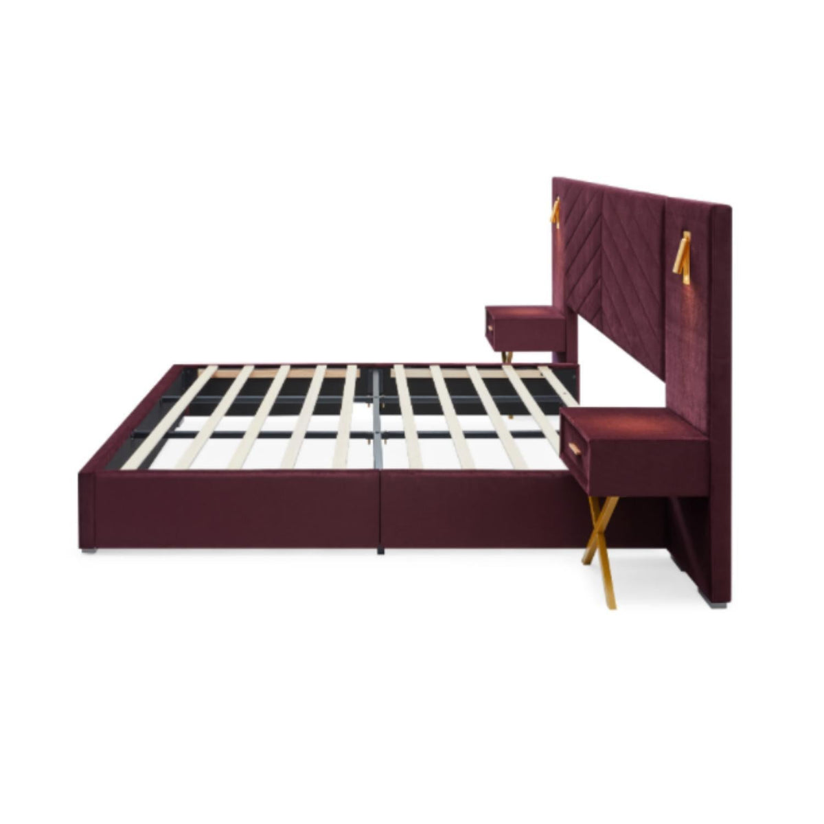 Comfortable Upholstered Bed With Vertical Channel Tufted Wingback Headboard, photo 4 of 27