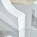 A rectangular modern and fashionable coffee table with tempered glass tabletop and white MDF legs. Suitable for living room.47.2"x25.5"x18"