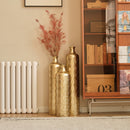 Floor Metal Vases Decorated White Metal Vases (Set of 3) Gorgeous Home Decoration Large Glazed Metal Vases - Golden