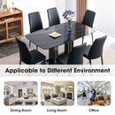 7-Piece Faux Marble Dining Table Set, Glass Rectangular Kitchen Table for 6-8, Modern White Faux Marble Dining Room Table with MDF Base, Dining Table & 6 Chairs