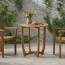 Outdoor Round Acacia Wood Accent Table - 27.5" Teak