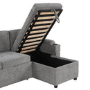Convertible L Shaped Sofa Couch With Storage, Cup Holders, USB Ports by HouseOfZazla