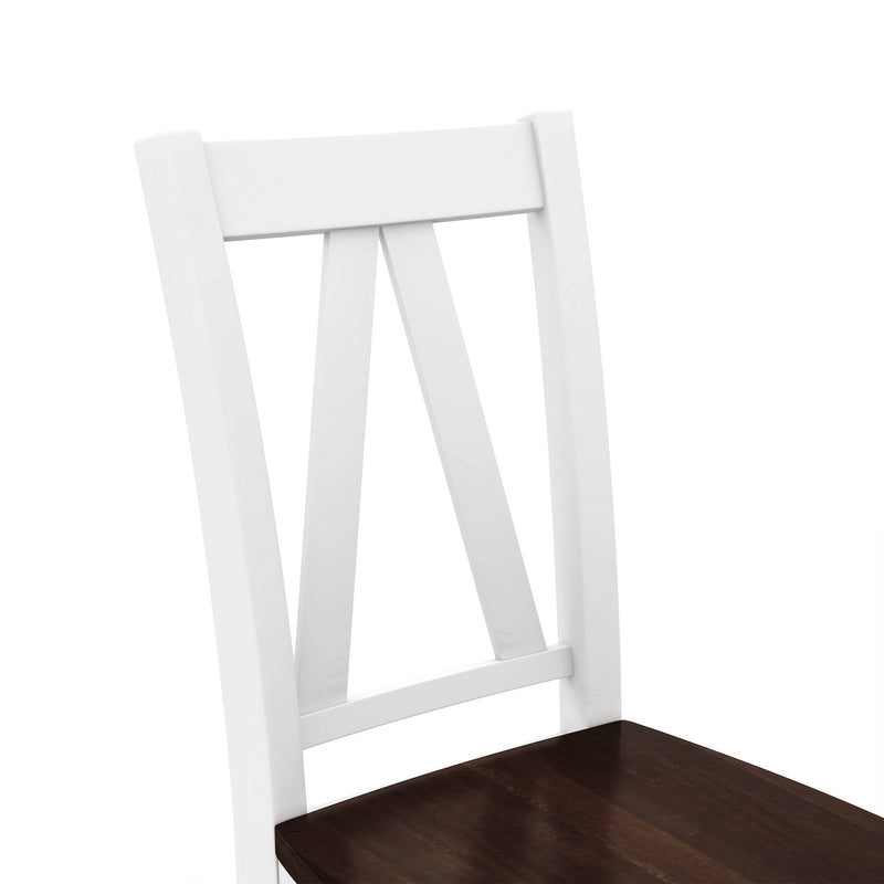 6-Piece Wood Dining Table Set Kitchen Table Set with Long Bench and 4 Dining Chairs, Farmhouse Style, Walnut+White