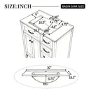 30" White Bathroom Vanity with Ceramic Sink