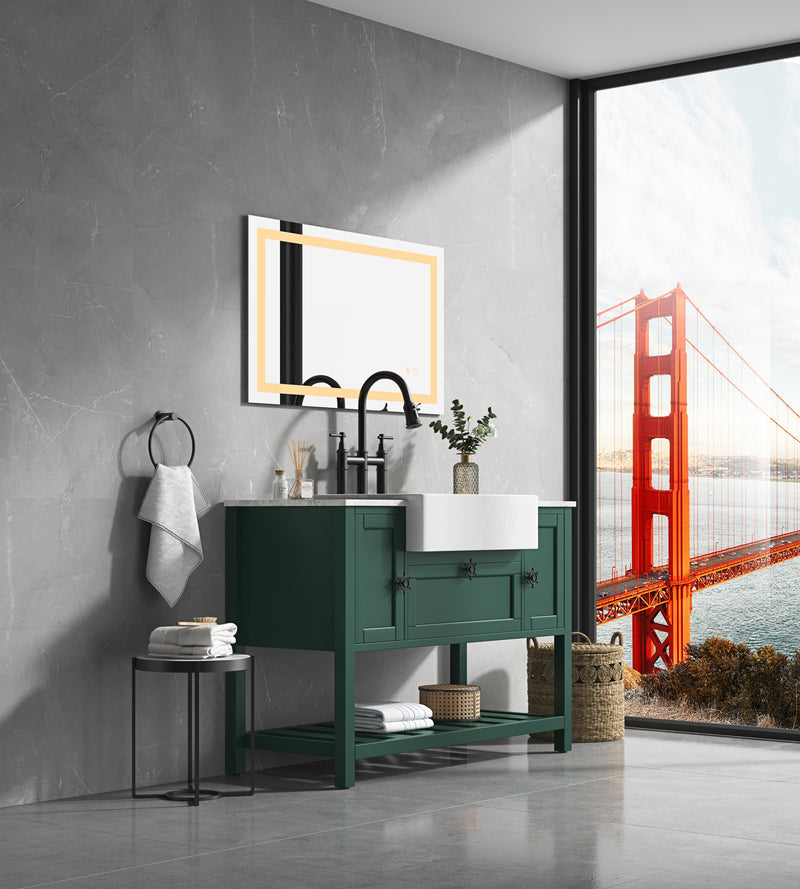 40x24 LED Lighted Bathroom Wall Mounted Mirror with High Lumen+Anti-Fog Separately Control+Dimmer Function