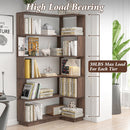 5-Tier L-Shaped Corner Bookshelf with 6 Open Shelves