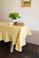 Yellow Ruffled Gingham Tablecloth by Galley & Fen