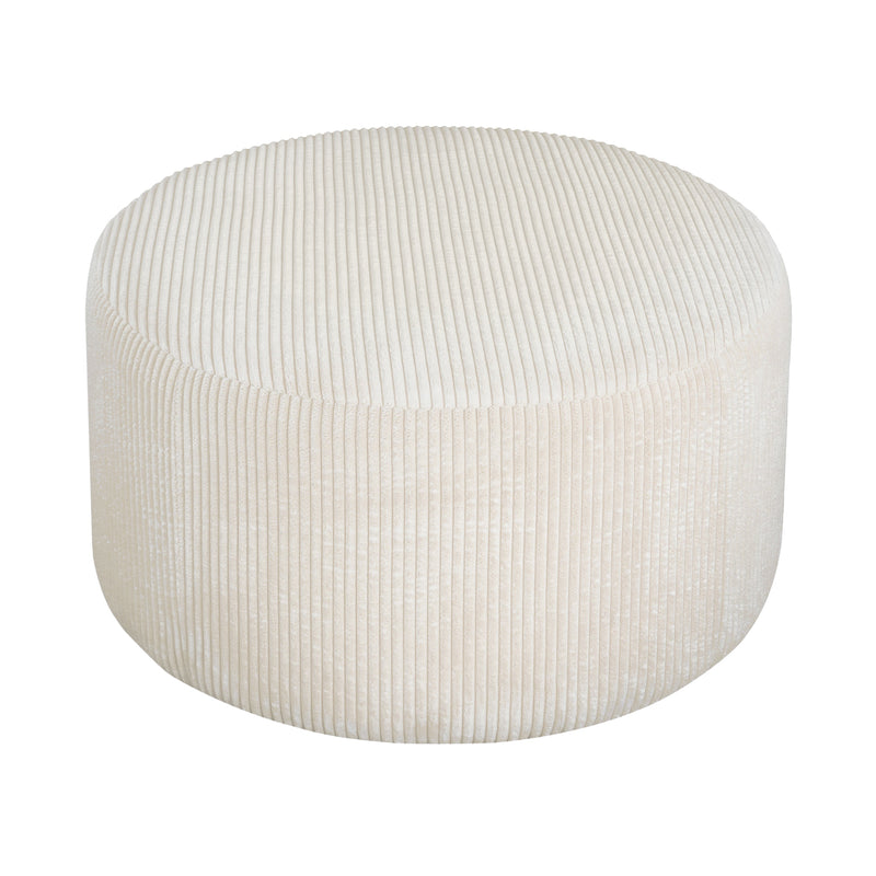 Upholstered Round Ottoman,Beige,Corduroy