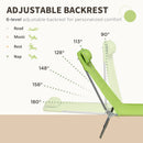 2 Piece Folding Chaise Lounge Chairs, Pool Sun Tanning Chairs, Outdoor Lounge Chairs with 6-Position Reclining Back, Breathable Mesh Seat, Headrest for Beach, Yard, Patio, Green