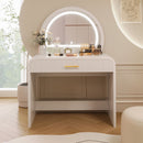 Makeup Vanity Table With Mirror Touch Screen Lighted Mirror, Dressing Table With Drawer For Bedroom - White by HouseOfZazla
