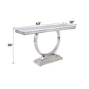 Zander - Printed Faux Marble Top Mirrored Sofa Table - Silver / White by HouseOfZazla