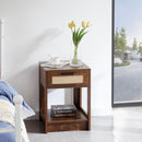 15.75" Rattan End Table With Drawer, Modern Nightstand, Side Table For Living Room, Bedroom by Unique Piece Furniture
