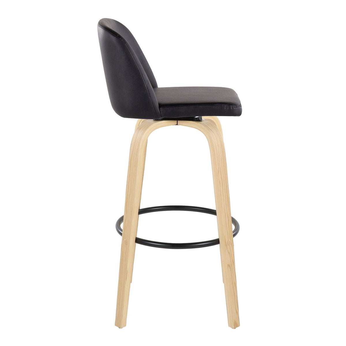 Toriano - Contemporary Fixed Height Barstool Swivel And Round Footrest (Set of 2), photo 4 of 12