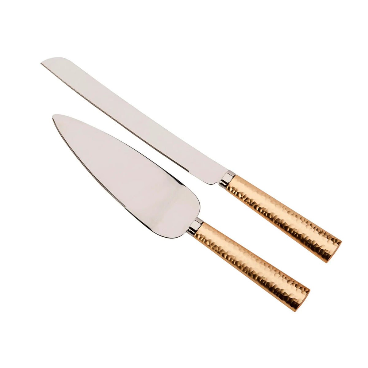 Gold Hammered Handle Cake Knife & Server Set, photo 2 of 3
