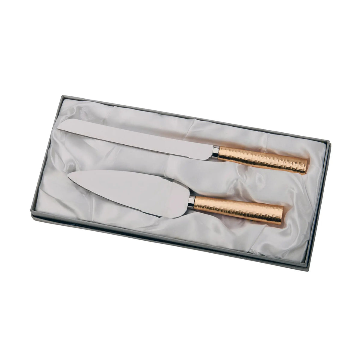 Gold Hammered Handle Cake Knife & Server Set, photo 3 of 3