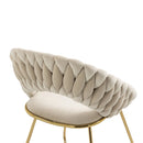 Accent Chairs Set of 2, Velvet Side Chairs with Gold Legs, Mid-Century Upholstered Dining Chairs for Living Room, Kitchen, Bedroom, Beauty Room