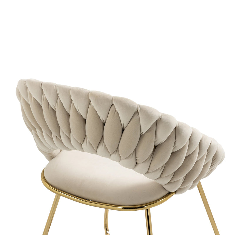 Accent Chairs Set of 2, Velvet Side Chairs with Gold Legs, Mid-Century Upholstered Dining Chairs for Living Room, Kitchen, Bedroom, Beauty Room