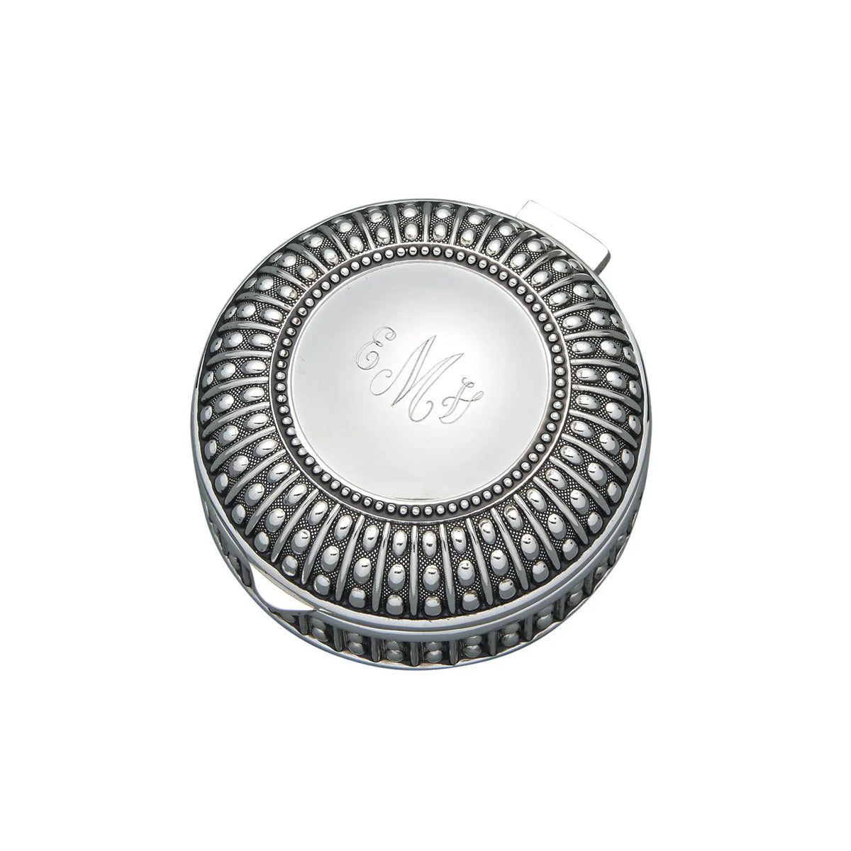 Silverplated Round Antique-Style Box with Beaded Detail, 3", photo 2 of 4