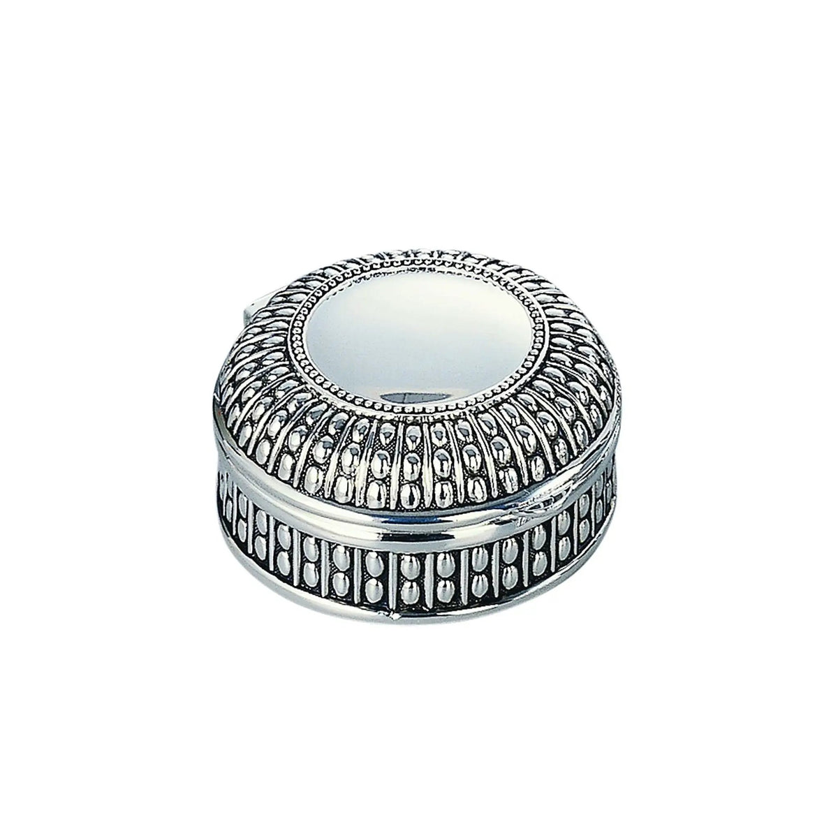 Silverplated Round Antique-Style Box with Beaded Detail, 3", photo 3 of 4