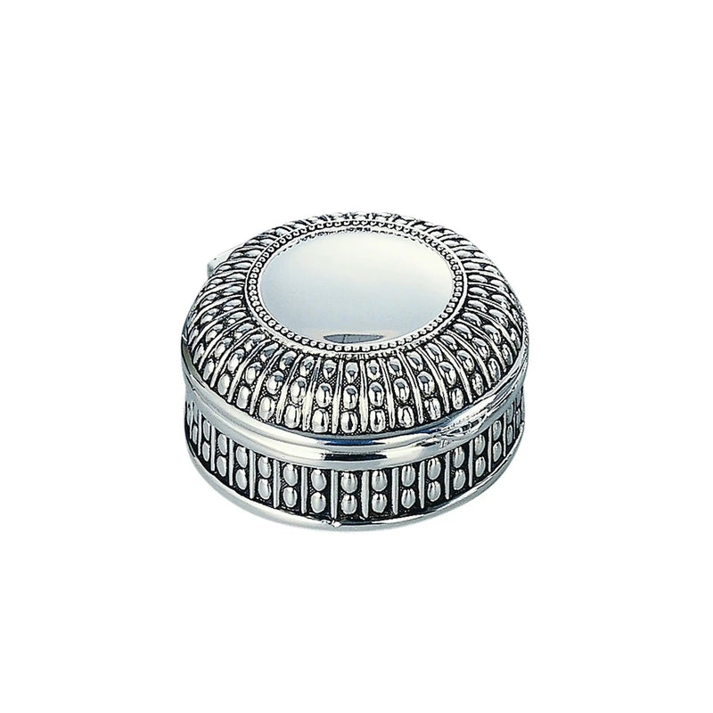 Silverplated Round Antique-Style Box with Beaded Detail, 3", photo 3 of 4