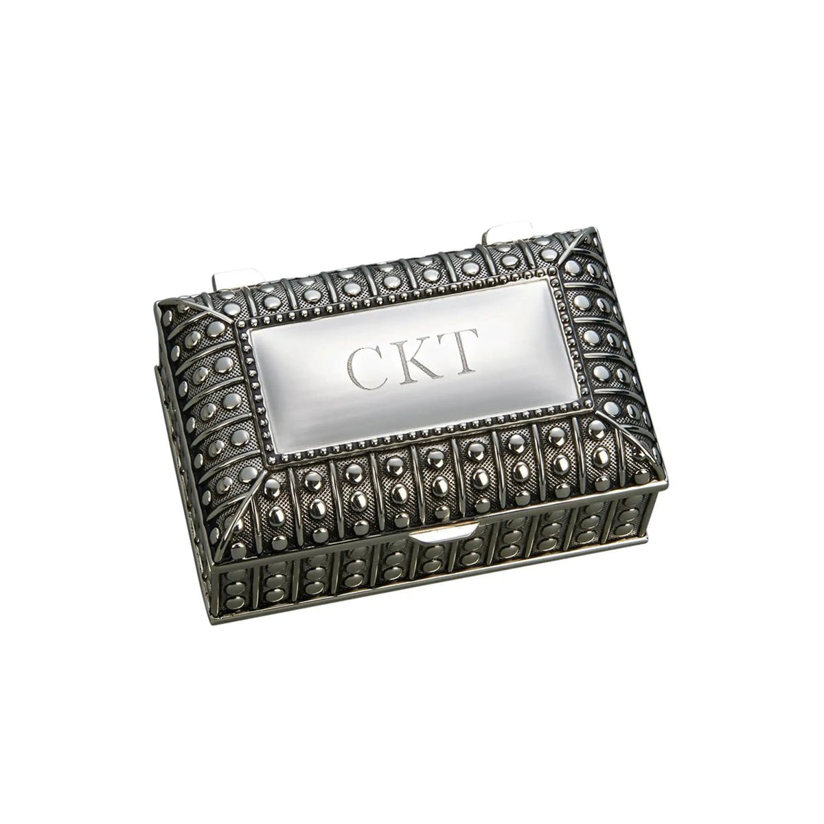 Silverplated Rectangular Box with Beaded Antique Design, 2.25", photo 2 of 5